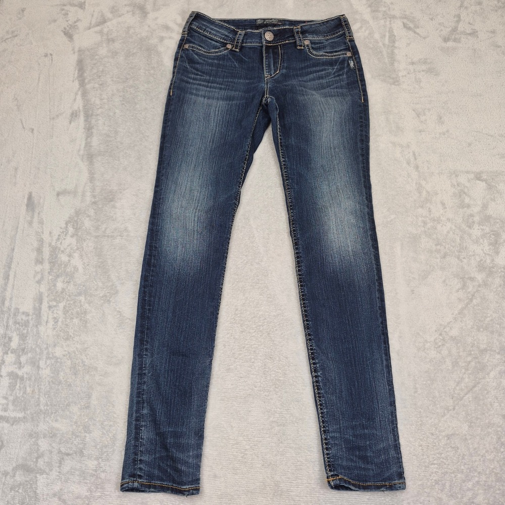 Silver Jeans Co Suki Mid Super Skinny Dark Wash Denim Women's 28 L31 Stretch